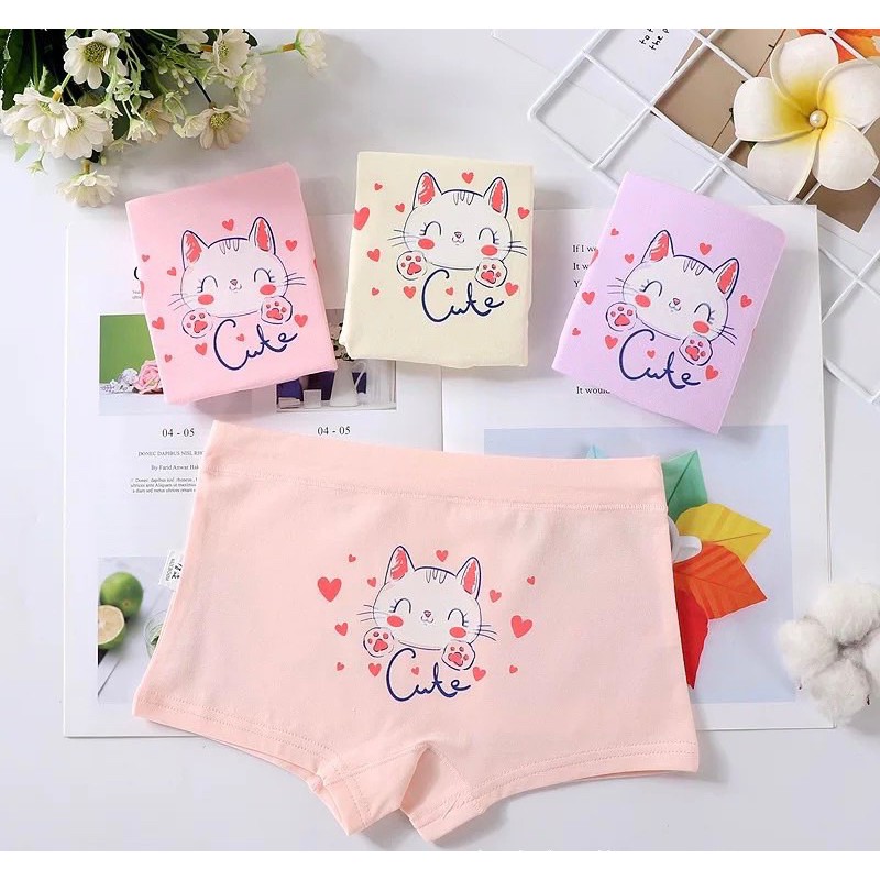 Set 4 quần chip đùi bé gái chất cotton mềm mịn siêu đẹp