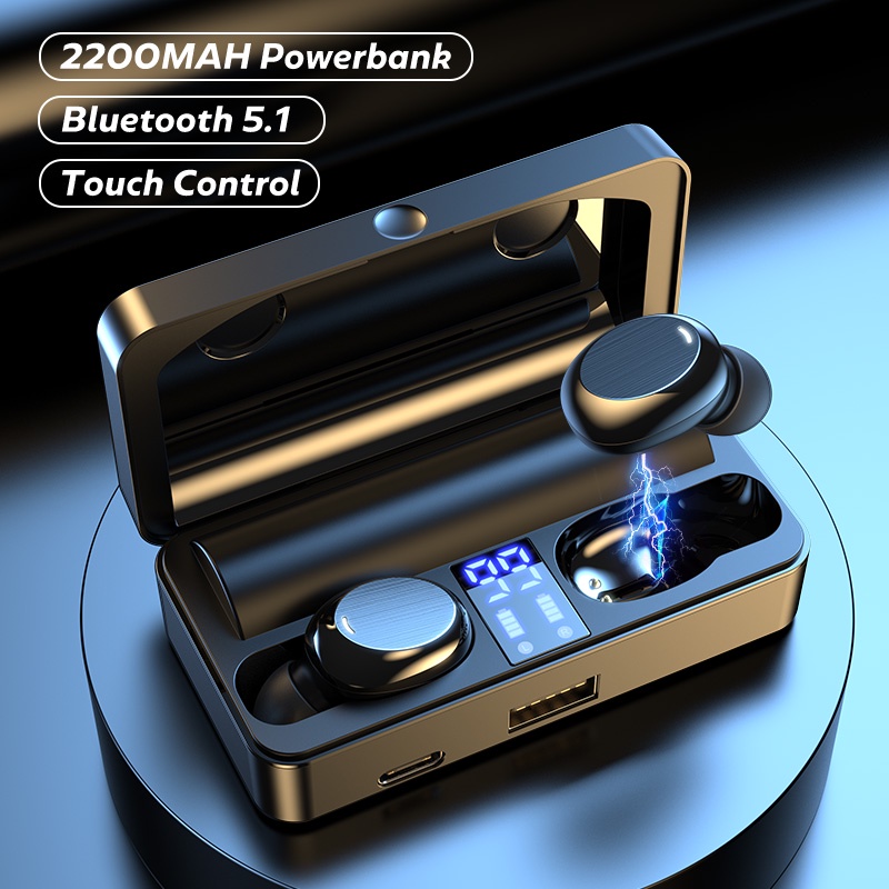 Tai nghe Bluetooth không dây TWS 5.0 Tích hợp Micrô khử tiếng ồn Ngân hàng điện 2200mAh