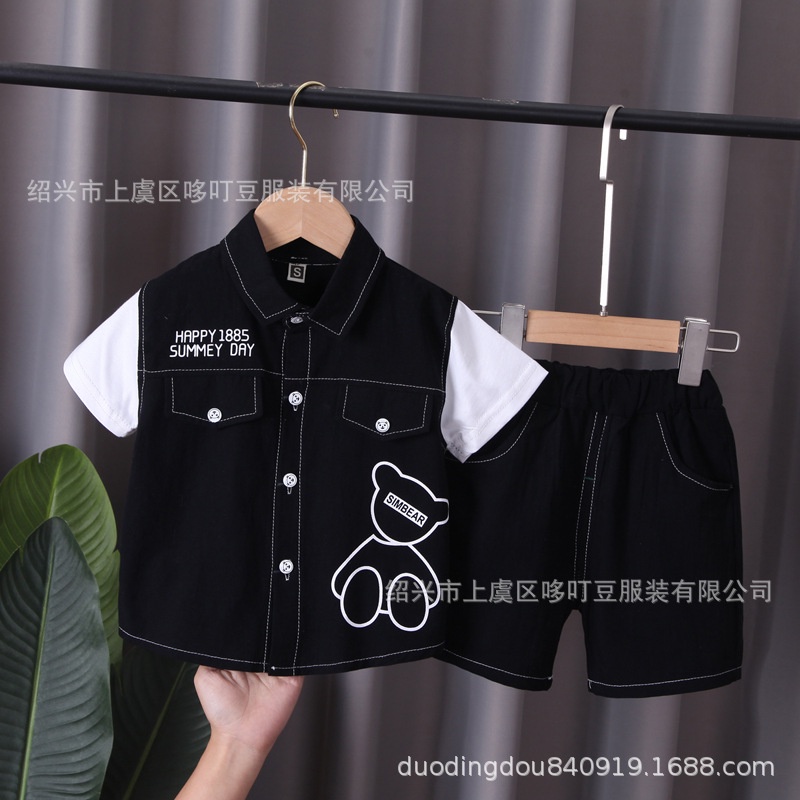 Bộ Áo Sơ Mi Giả Hai Mảnh In Họa Tiết Thời Trang Mùa Hè Ttc269 Cho Bé Trai 0-4 Tuổi