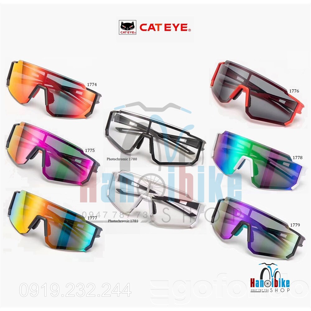 Kính mắt đạp xe/chạy bộ Cateye Polarized tròng đổi màu tráng gương - Hàng chính hãng