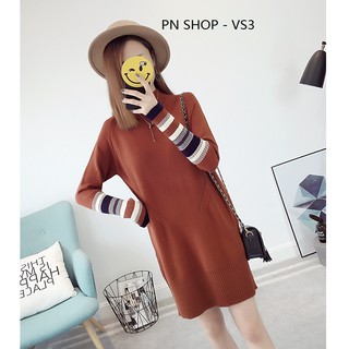 Váy len suông dáng rộng dài ngang gối