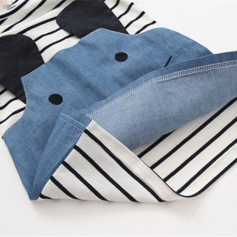 Đầm dài tay kẻ sọc phối jean denim cho bé gái (1-6 tuổi)