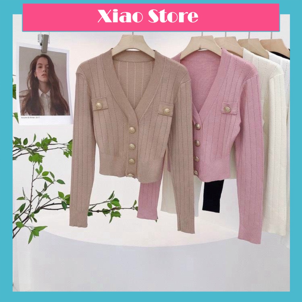 Áo len tăm mongtoghi cổ V phối cúc đồng hàng QCCC chất đẹp A313 xiaostore ullzzang, hot trend, idol korea