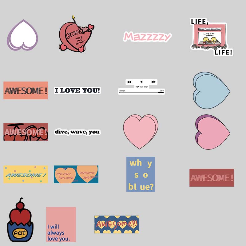 Bộ 44 miếng dán trang trí ván trượt/Laptop/va li chống thấm nước