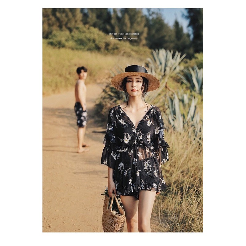 Bikini cặp đôi hoa đen | BigBuy360 - bigbuy360.vn