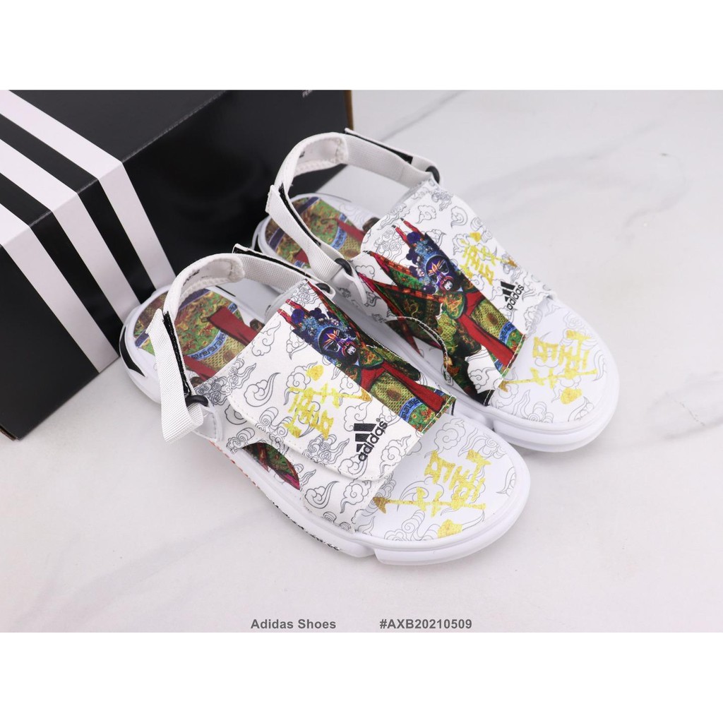 Adidas Shoes Outdoor Men's Beach Shoes National Quintessence Print Open-toed Sandals Size:40-44 Men's Sports Running Shoes Sneakers