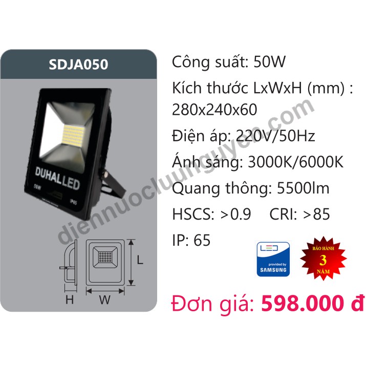 ĐÈN PHA LED 50W DUHAL SDJD050