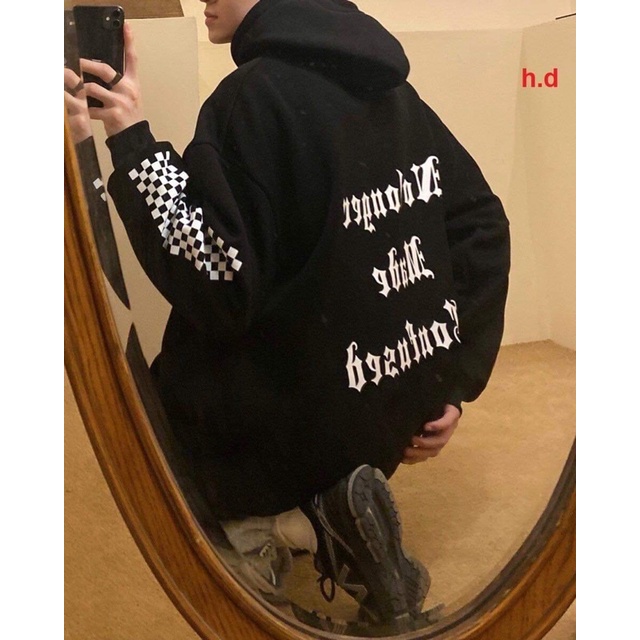 Áo tay in ô vuông hai lớp mũ HD12