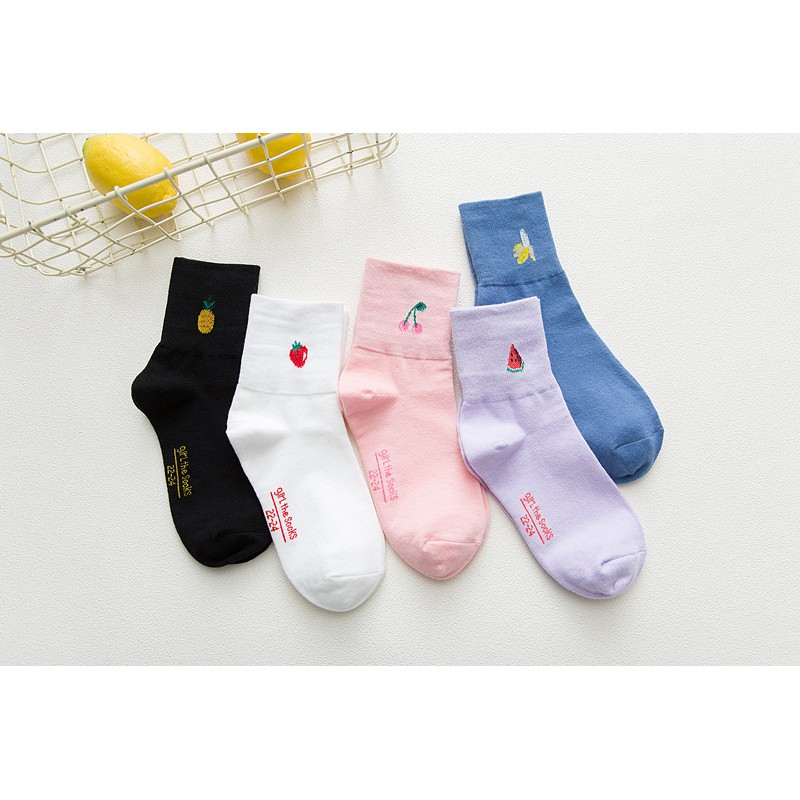Vớ cao cổ trái cây màu vintage, tất cổ cao thun len ulzzang NEKO