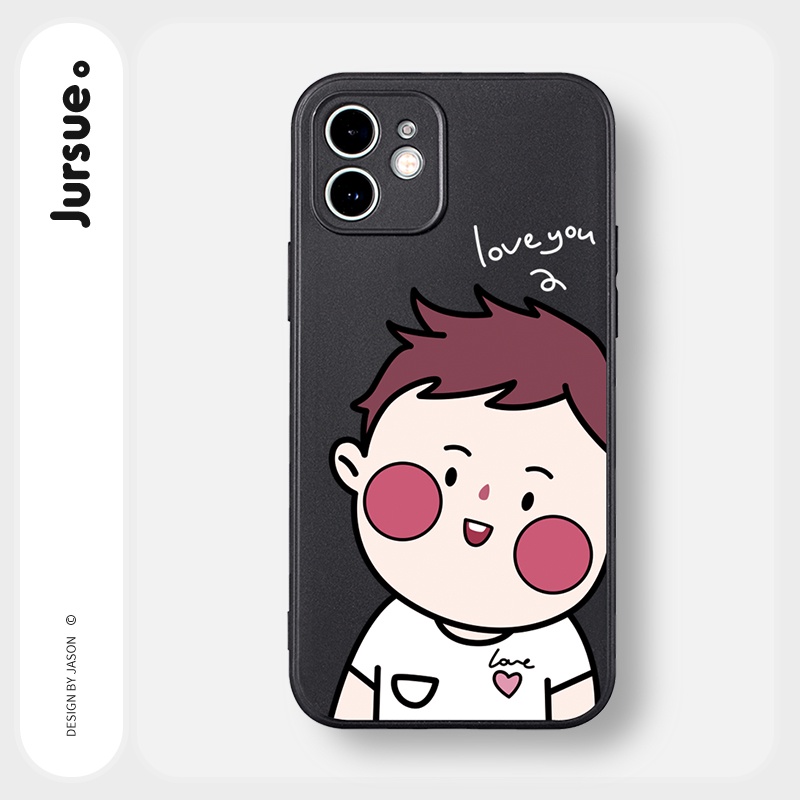 Ốp lưng JURSUE hoạt hình cặp đôi dễ thương đẹp cho iPhone 13 12 11 Pro Max SE 2020 X XR XS ip 8 7 6 6S Plus kute Y216