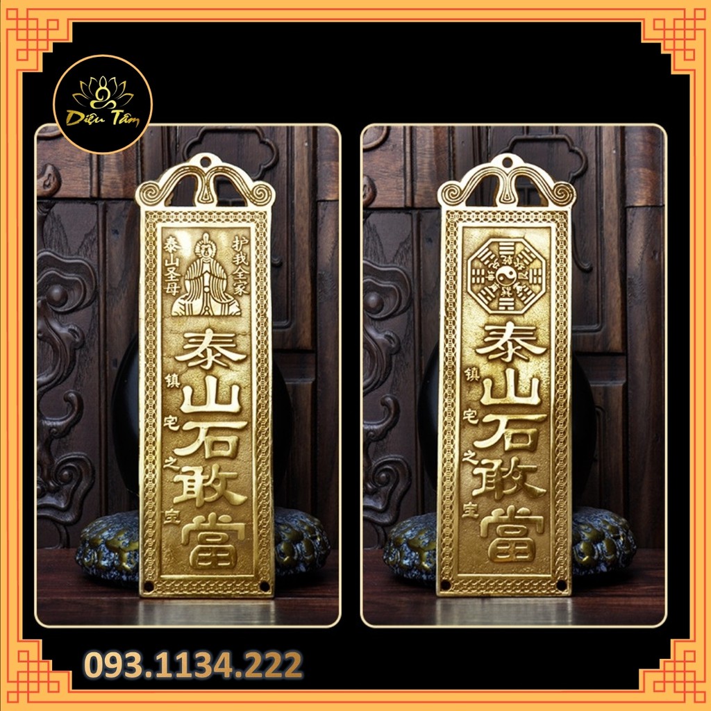 Kim bài trấn trạch mang phước lành bằng đồng đúc nguyên khối