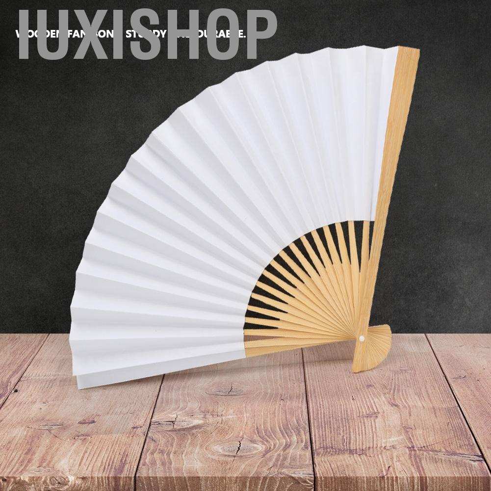 Quạt xếp cầm tay giấy màu trắng dành cho tiệc cưới