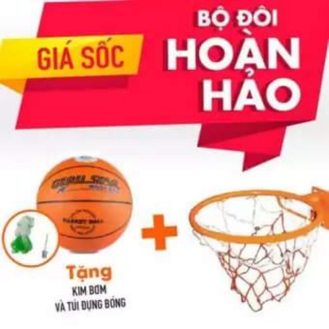 [Giá hủy diệt] Combo bộ quả bóng rổ và khung bóng rổ (Tặng kim + túi lưới đựng bóng)