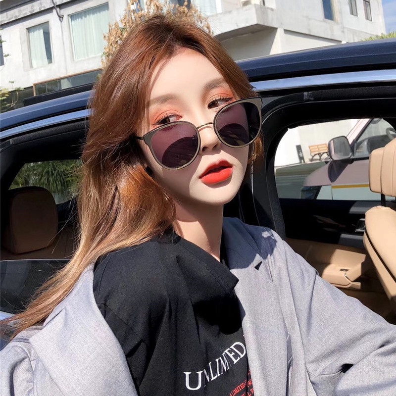 Kính Mát Mắt Mèo Gọng Kim Loại Thiết Kế Thời Trang Hàn Quốc