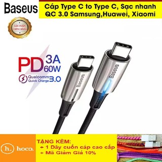Dây sạc baseus c to c water drop-shaped lamp💎pd 60w + qc 3.0💎cáp sạc nhanh 2 đầu type-c 20v-3a - bh chính hãng 12t