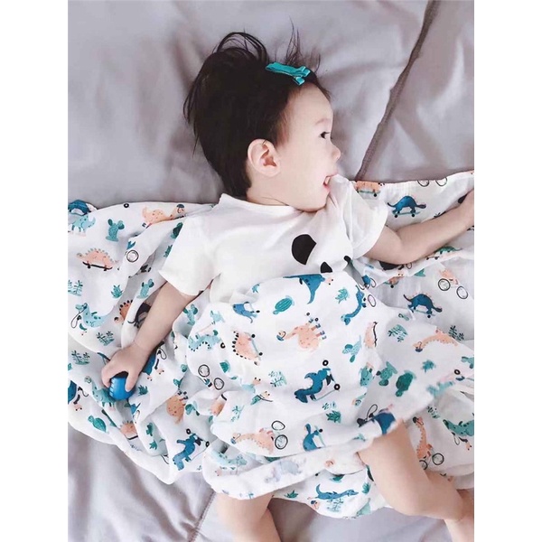 Khăn tắm xô sợi tre Muslin Swaddle kích thước 110cm x 120cm- Khăn quấn sợi tre cho bé sơ sinh