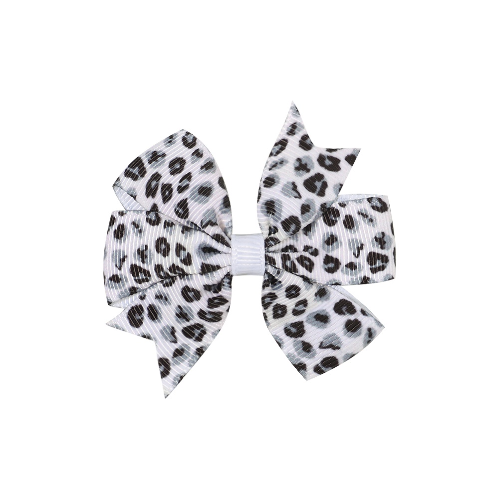RAINBOW BOWS 1 Kẹp Tóc Nơ Kim Loại In Họa Tiết Da Báo Cho Bé Gái
