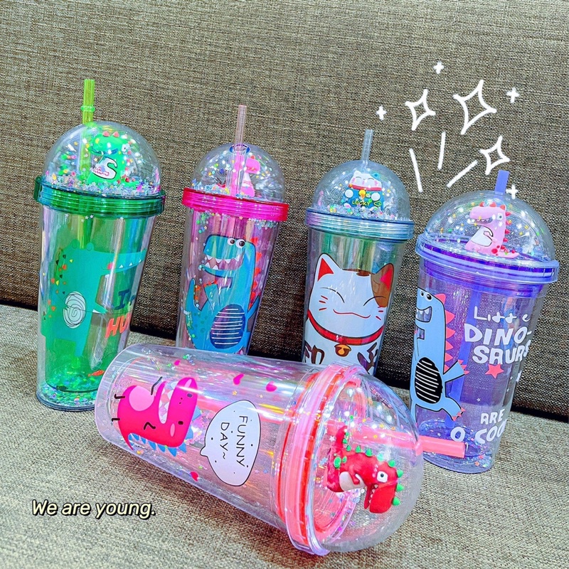 Ly nước khủng long sắc màu kim tuyến