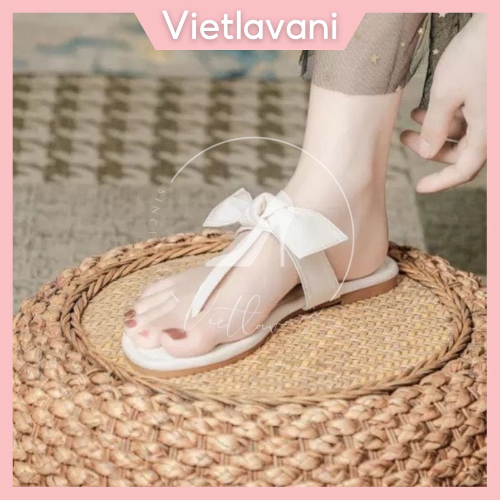 Dép Nữ Thời Trang TTD21 Nữ Thắt Nơ xỏ ngắn siêu xinh đi biển VIETLAVANI