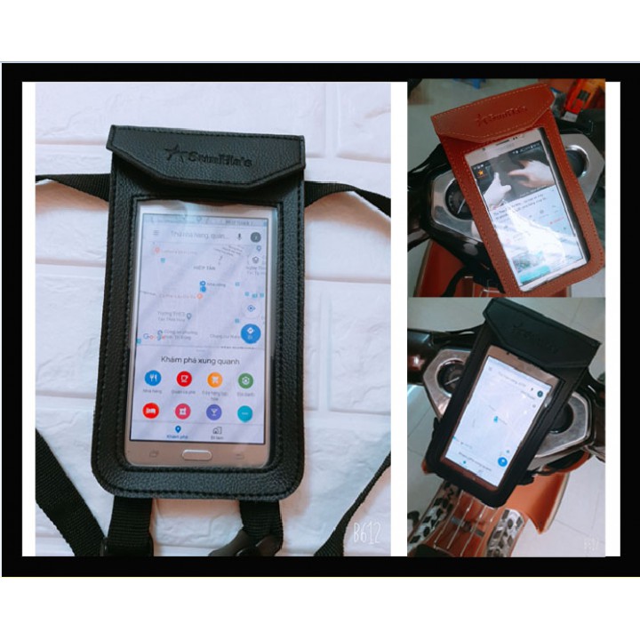 Túi đựng Điện thoại Xe máy bằng Da cho Grab - Go Viet - Be