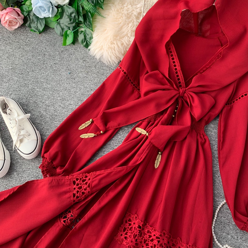 Váy boho đỏ có mũ