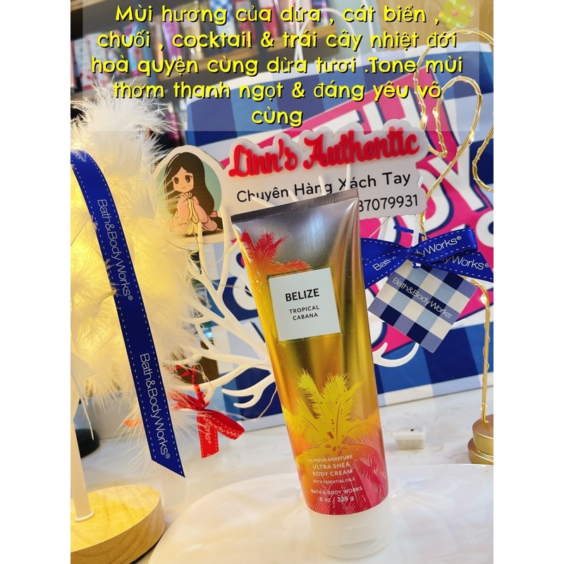 BILL AUTH BBW  BODY MIST - BODY CREAM KEM DƯỠNG THỂ BELIZE TROPICAL CABANA USA