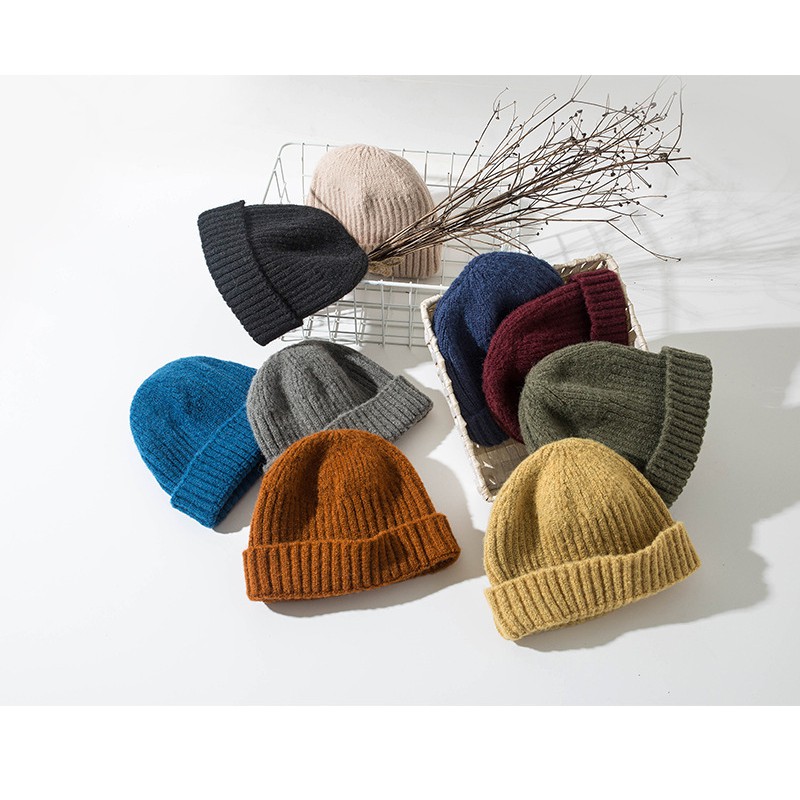 Mũ Len Beanie Nam nữ Unisex Retro Mũ Len đan Yuppie Dưa hấu Checkin Đà Lạt Mũ Len nồi Landlord Hàn Quốc