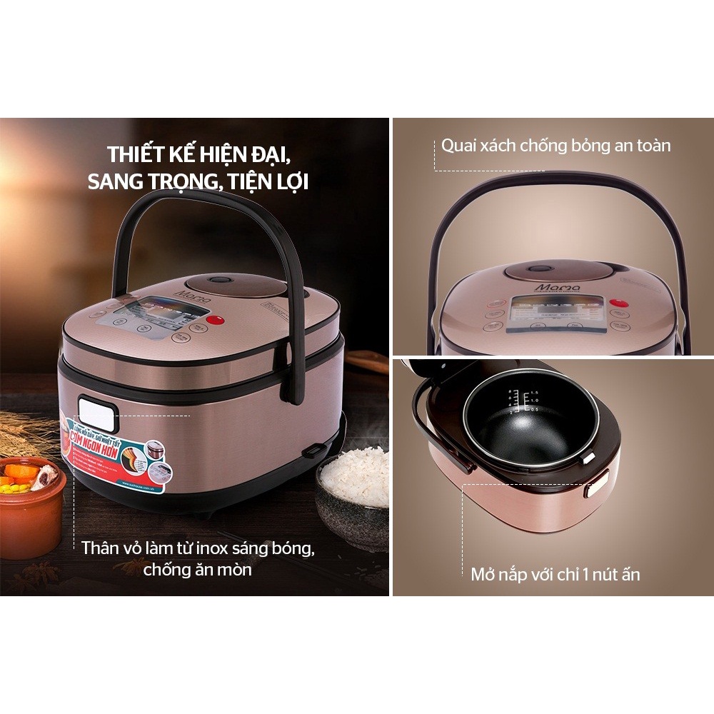 Nồi cơm điện tử Sunhouse mama 1.5 lít SHD8915 Mới 100%-Công suất 860W-Giữ ấm 24 tiếng-BH 12 THÁNG