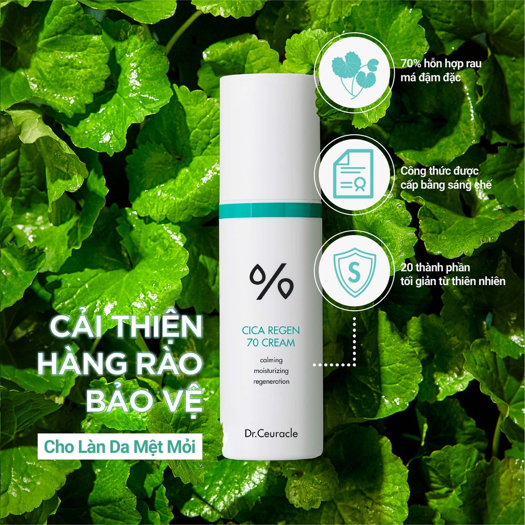 Kem Dưỡng Dr.Ceuracle Cica Regen 70 Chiết Xuất Rau Má Làm Dịu Làn Da 50ml