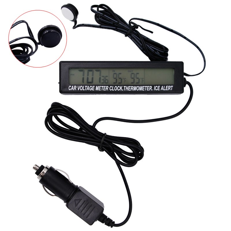 Đồng Hồ Đo Nhiệt Độ Màn Hình LED Kỹ Thuật Số 3 Trong 1 12V Cho Xe Hơi