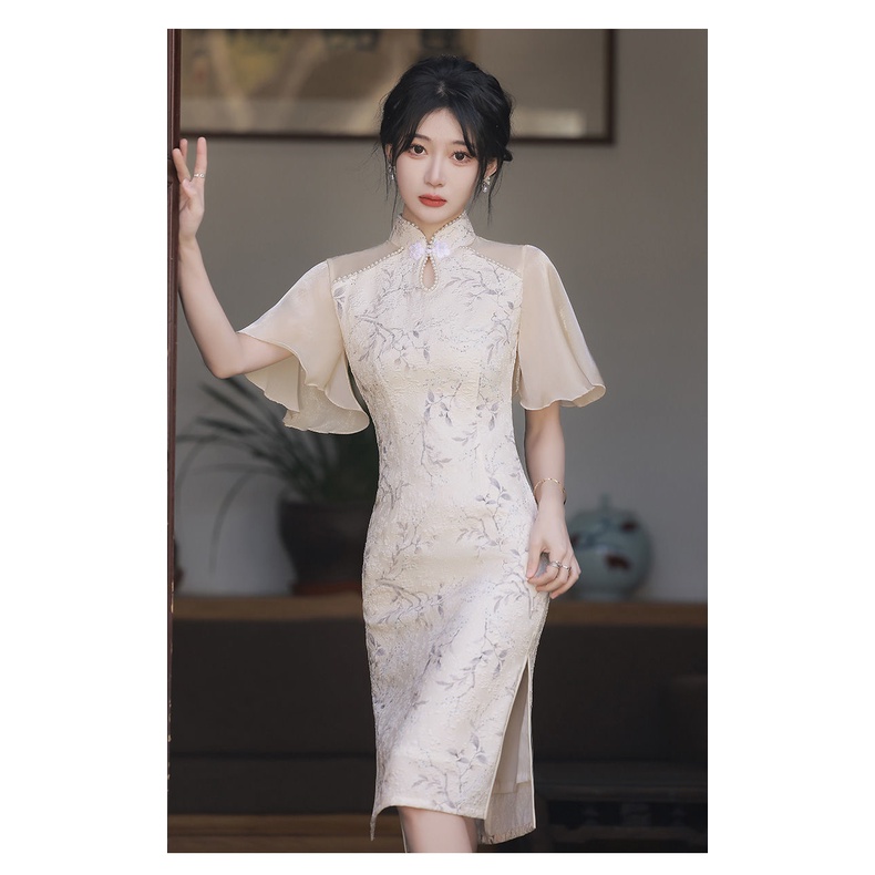 Sườn xám thời trang phong cách Trung Hoa mùa hè duyên dáng cho phái nữ