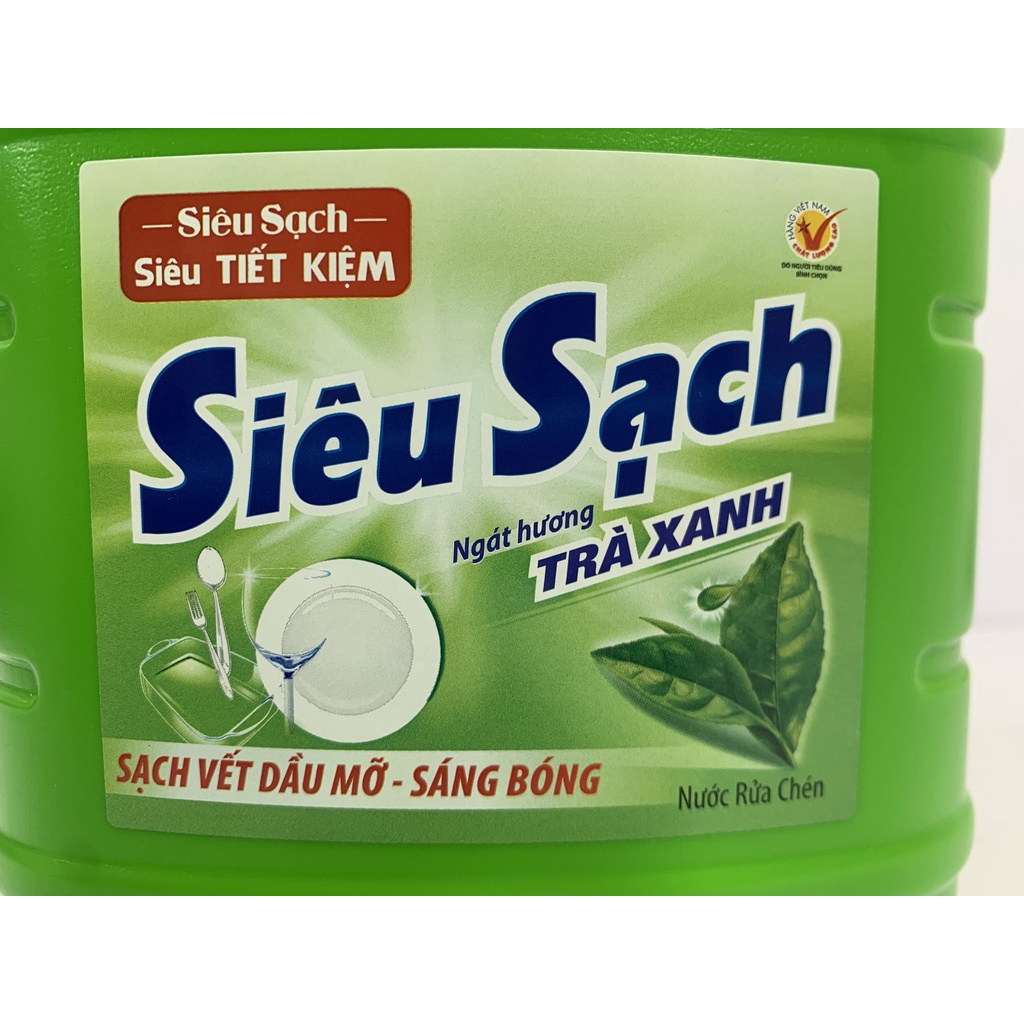 Nước Rửa Chén Lix Siêu Sạch Hương Trà Xanh 1.4Kg N8106 thơm dịu sạch bóng vết dầu mỡ