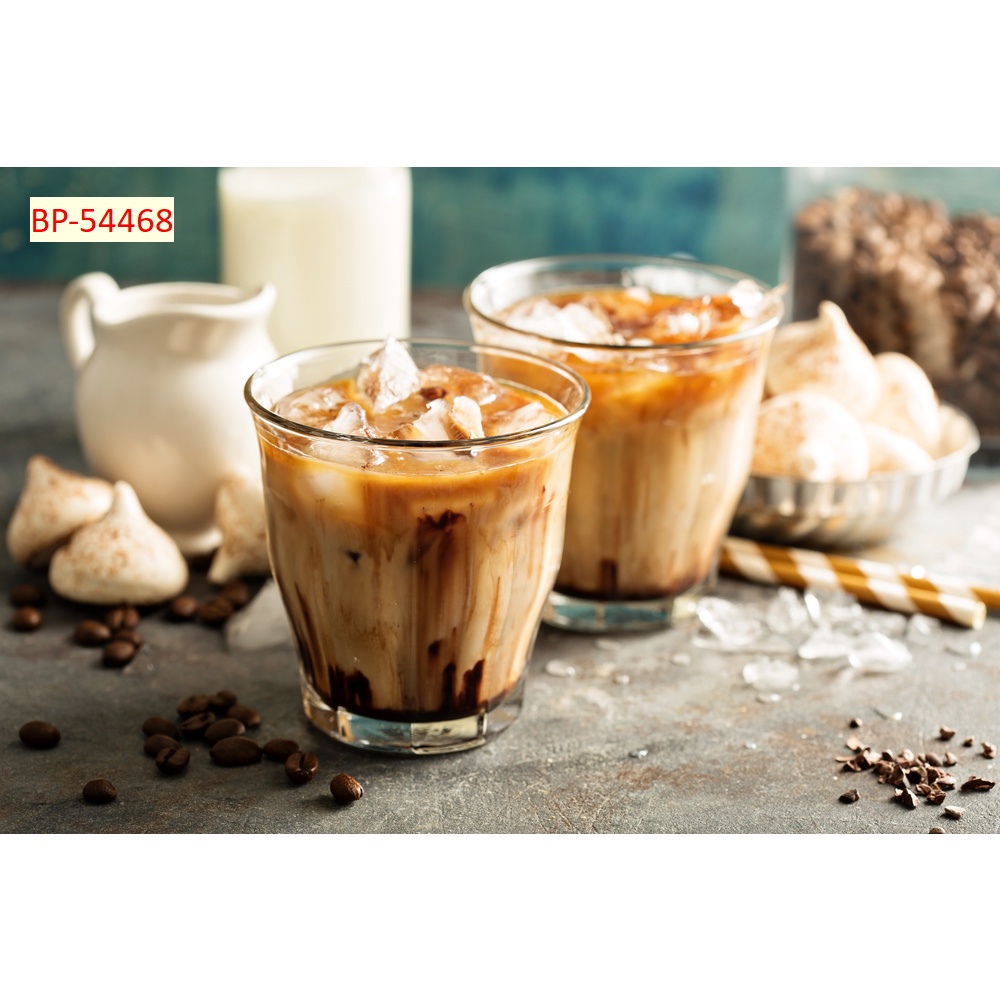 Tranh dán tường Quán Cafe, Trà Sữa, Trang Trí Cửa Hàng 3D khổ lớn