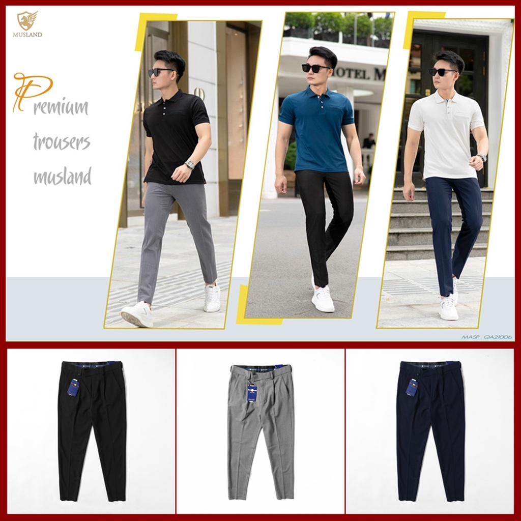Quần tây MUSLAND SmartFit SLIMFIT lưng thun dễ chịu - from dáng cực chuẩn - mẫu quần vải co giãn chuẩn men - QVML8
