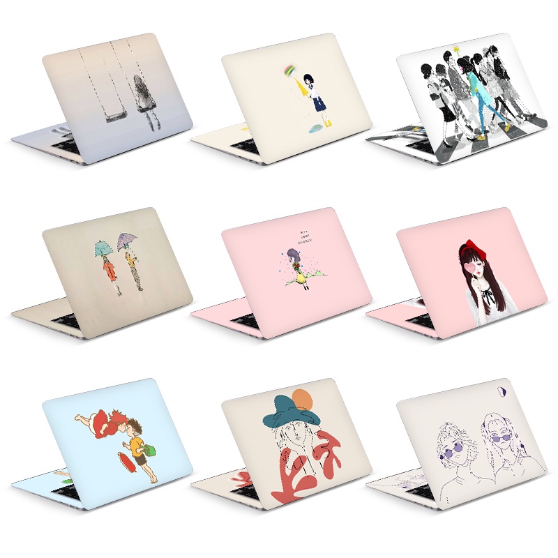 Miếng dán máy tính xách tay DIY họa tiết cô gái hoạt hình 12/13/14/15/17 inch cho Macbook Dell HP Acer Asus