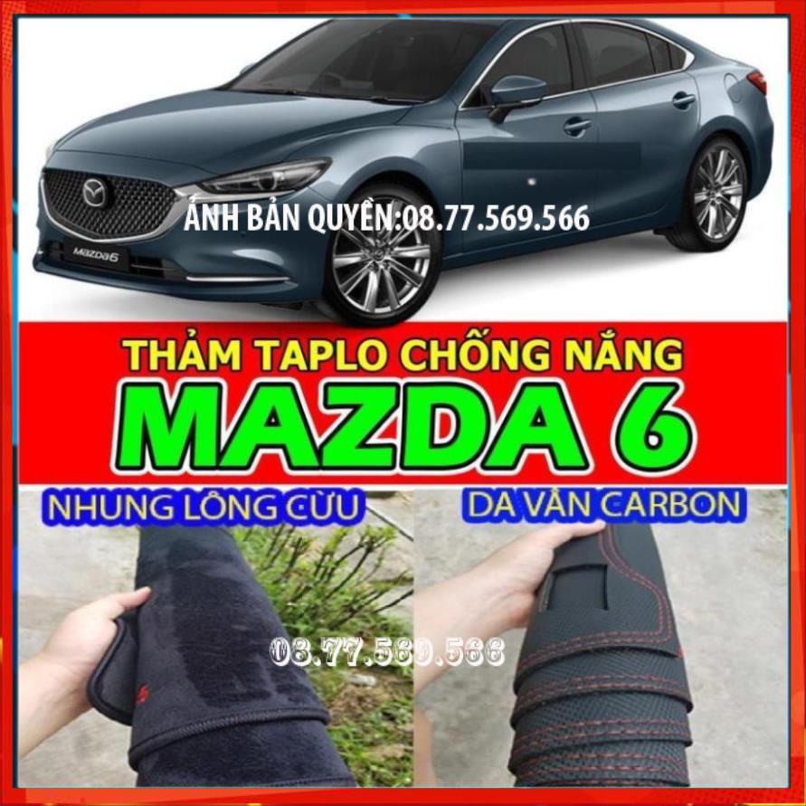 THAM TAPLO DA VÂN GỖ MAZDA 6 THẢM LÓT TAPLO 3 LỚP CHỐNG NÓNG XE HƠI Ô TÔ NHUNG LÔNG DA CARBON BẢO HÀNH 12 THÁNG