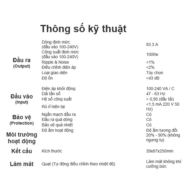 Nguồn 12v công suất 750w 62A tháo máy Chủ