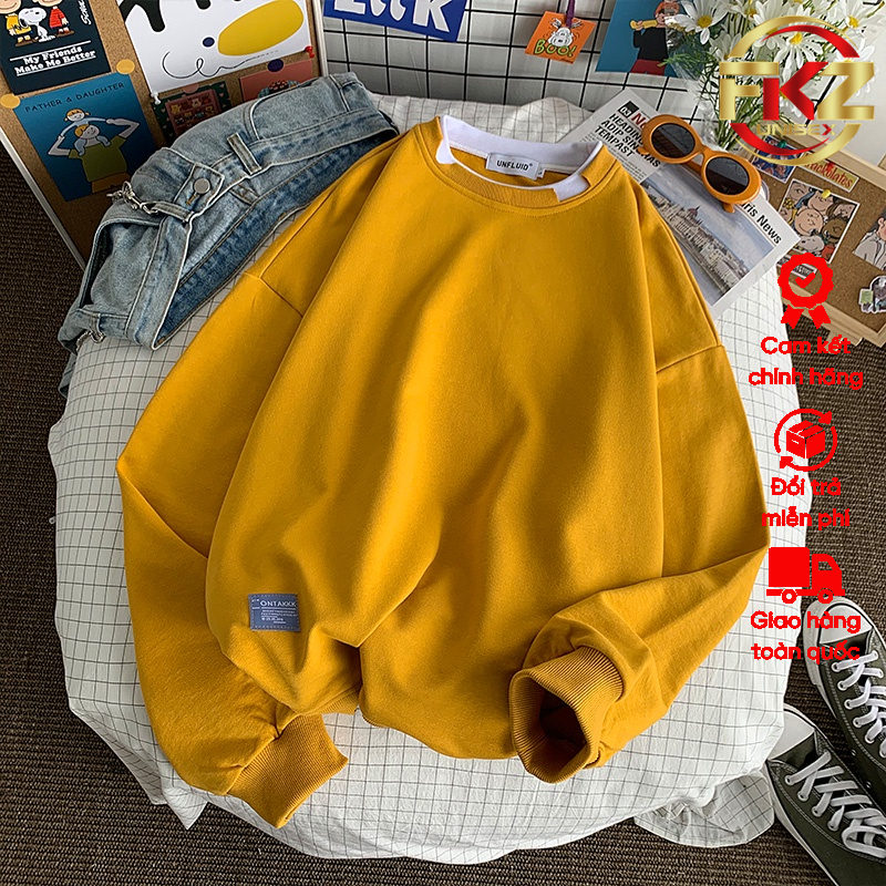 Áo sweater FKZ UNISEX nỉ bông tay dài phối layer độc lạ nam nữ đều mặc đẹp