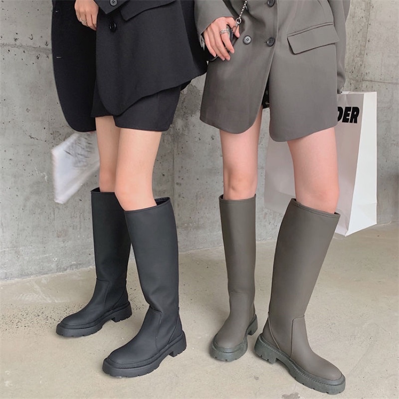 Bốt cao cổ nữ da lì ulzzang