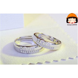 Nhẫn Đôi Mạ Bạc 925 Nhẫn Cặp Love Mối Tình Đầu Đính Đá Siêu Lãng Mạn Cho Cặp Đôi <3