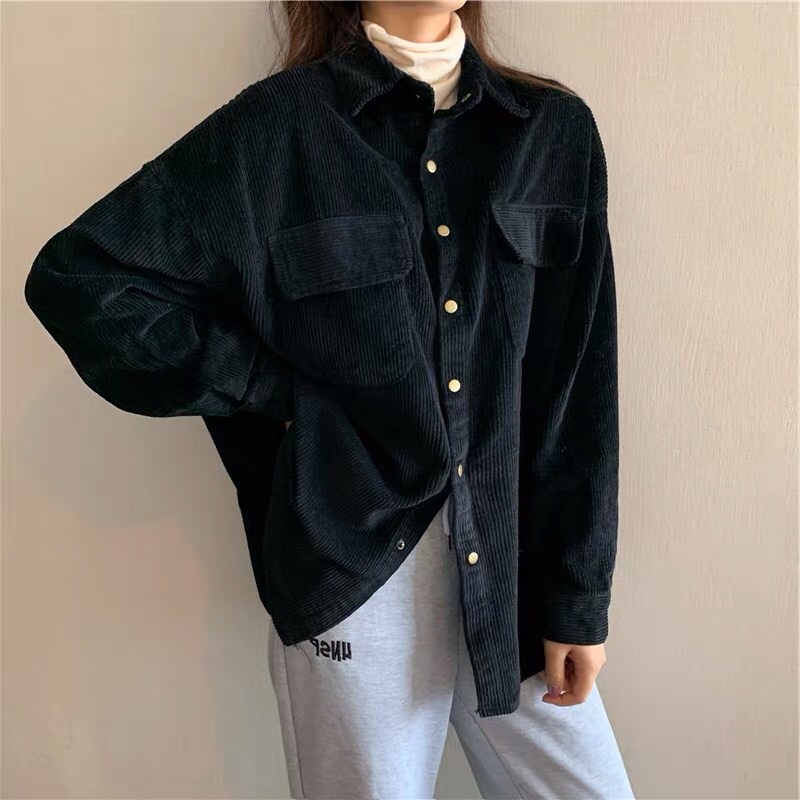 🌸 Áo sơmi khoác ngoài nhung gân🌸