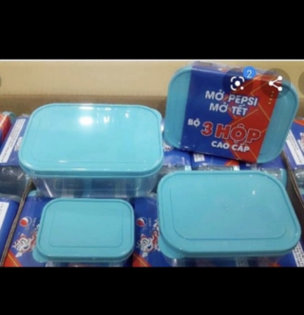 Bộ 3 Hộp Nhựa Chia Thực Phẩm Nắp Xanh Pepsi | BigBuy360 - bigbuy360.vn