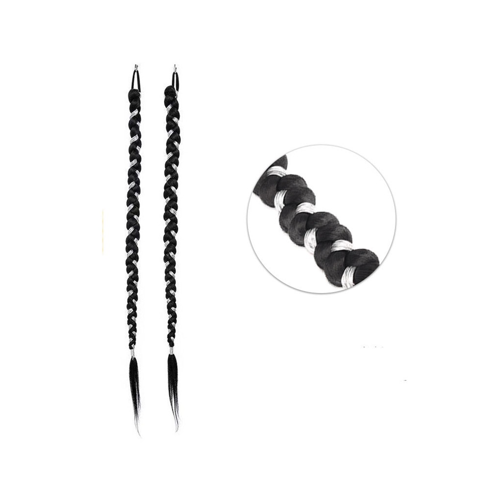 Bộ 2 Tóc Giả Thắt Bím Đuôi Ngựa Dài 70CM Phong Cách Punk Hip Hop Thời Trang Cho Nữ