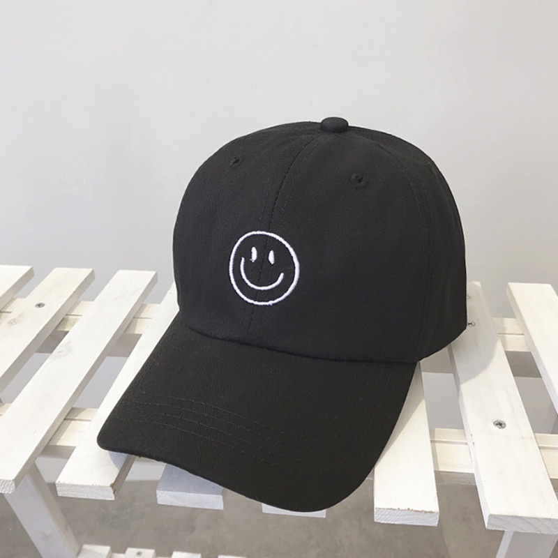 Nón Lưỡi Trai Thêu Hình Mặt Cười Phong Cách Hàn Quốc Cá Tính Cho Nữ