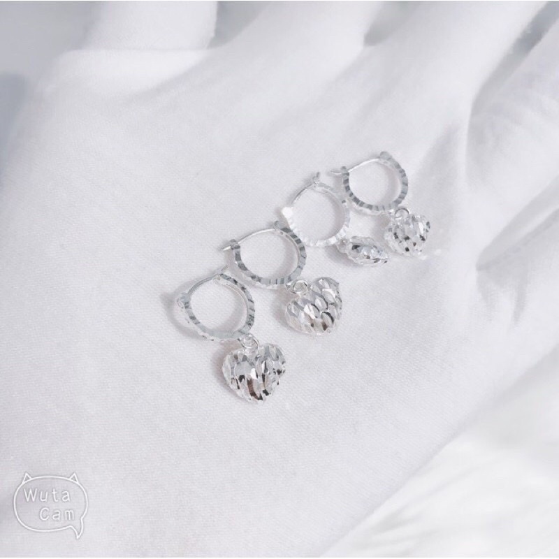 Bông tai nữ giá rẻ mặt trái tim bạc thật cực đẹp - Kho sỉ bạc Nhất Linh