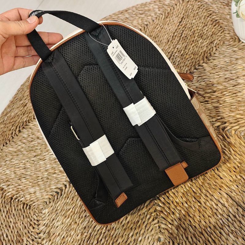 Ba lô NEW C🅾️ACH- Court Backpack In Blocked Signature Canvas CA439 chuẩn xịn xò