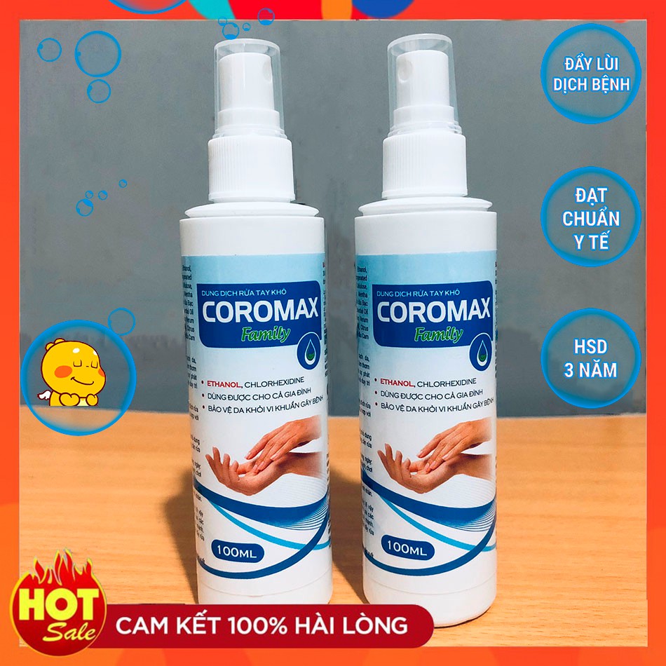 Nước Rửa Tay Khô Coromax - Tinh Dầu Tràm Gió - Dùng Cho Cả Gia Đình (100ml)