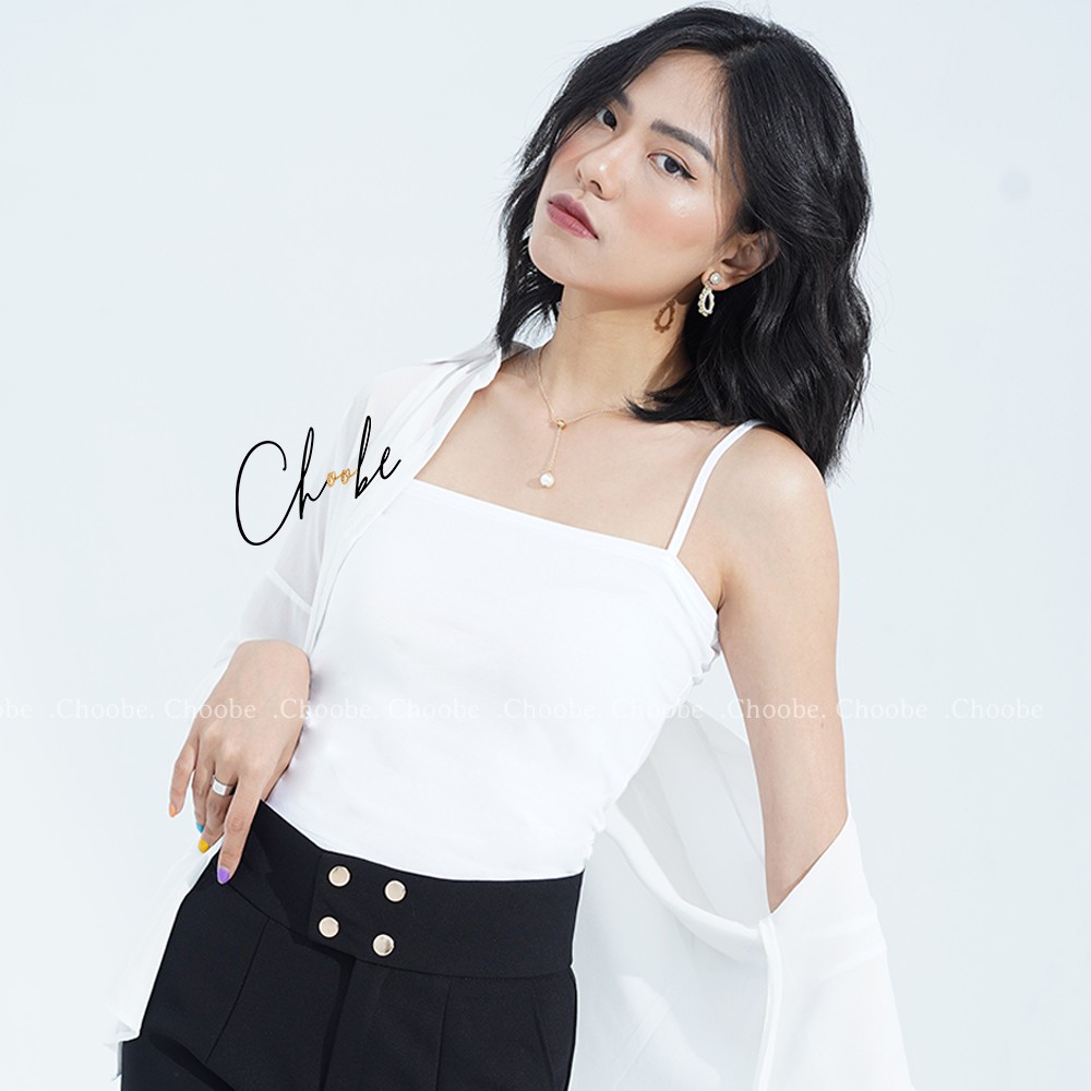 Áo croptop hai dây nữ Choobe không đệm dáng ôm vải cotton co giãn tốt có chốt điều chỉnh - A11