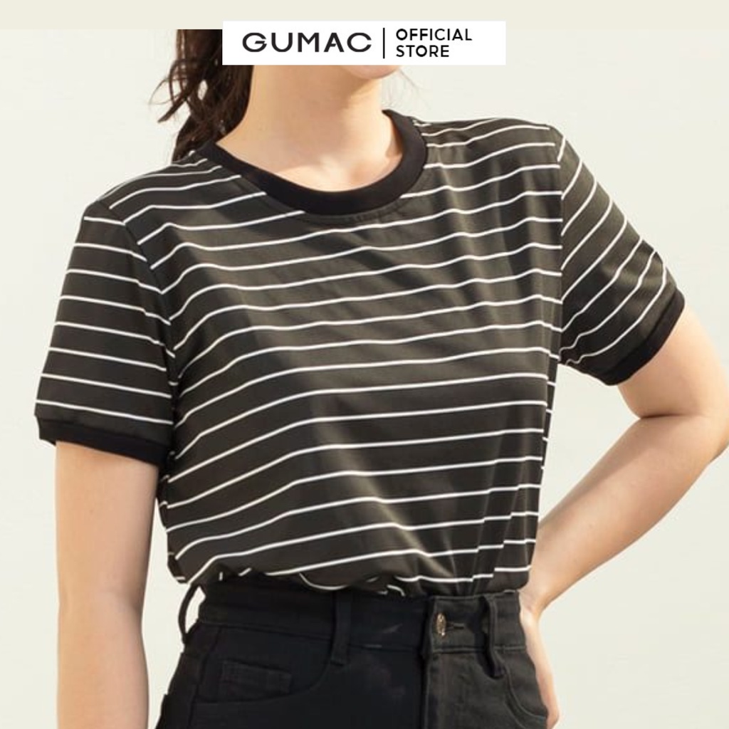 [Mã WABRGU3 giảm 10% đơn 99K] Áo thun sọc ngang GUMAC form dáng basic năng động, nhiều màu cá tính ATC03016