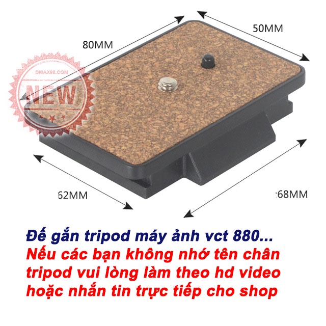 Đế gắn máy ảnh lên tripod phổ thông Benro T800ex, T880ex, Q111, VCT690, 691, WT3520 ...